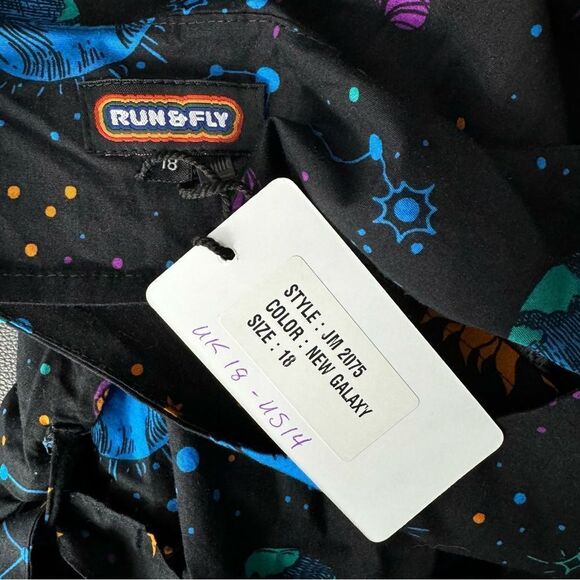 Run and Fly Cosmic Space Belted Tea Dress with Pockets - Picture 6 of 9